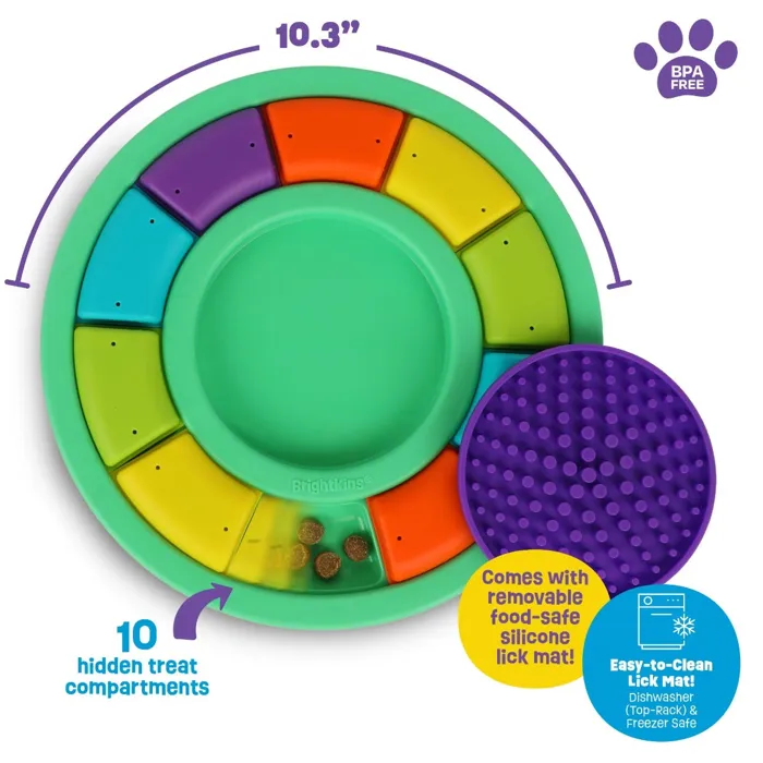 Brightkins Color Wheel Treat Puzzle Lick Mat dimensions