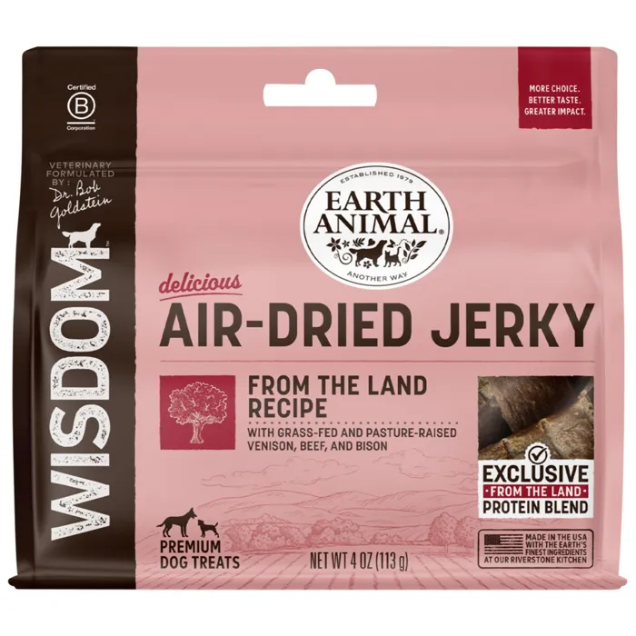 Earth Animal Dog Jerky Wisdom Air Dried From The Land 4-oz