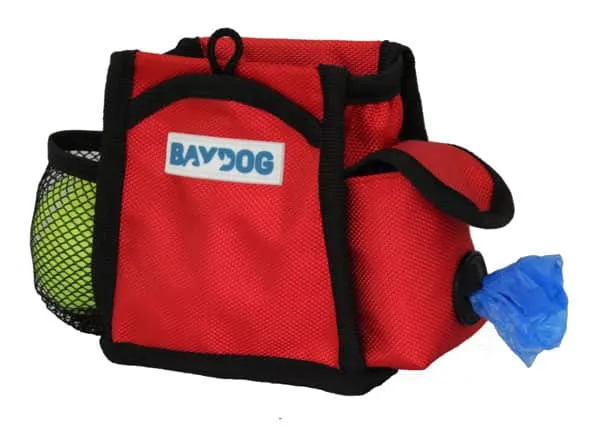 Baydog Frisco red treat pouch angled front view