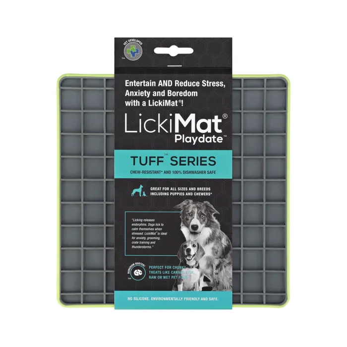 LickiMat Tuff Playdate Green packaged front