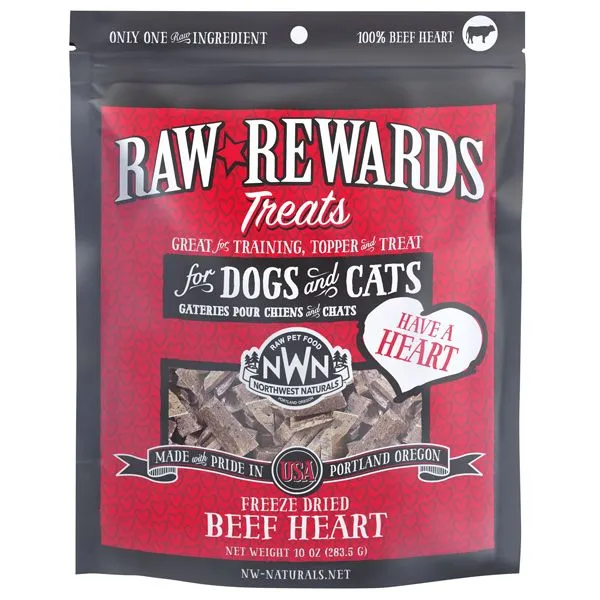 Nwn Dog/cat Treat Raw Rewards Fd Beef Heart 3-oz