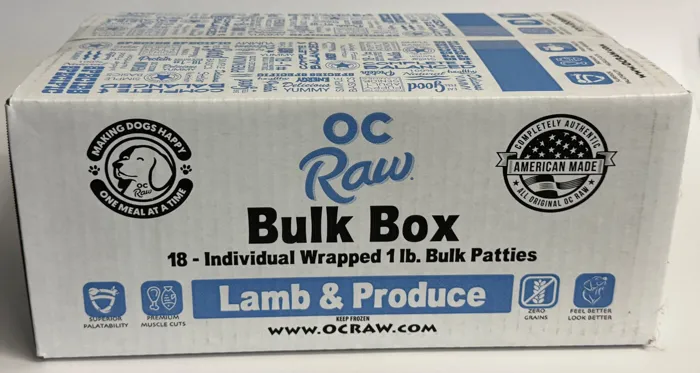 OC Raw Dog Frzn Lamb & Produce 18#