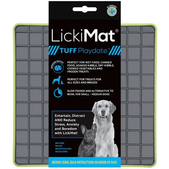 LickiMat Tuff Playdate Green packaged mat front