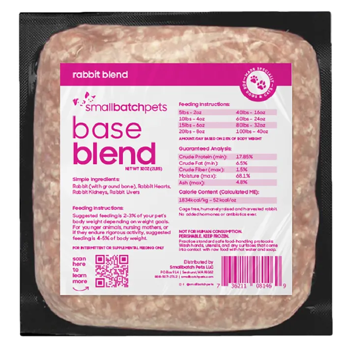 Small Batch Dog Rabbit Blend Chub 2 Lbs