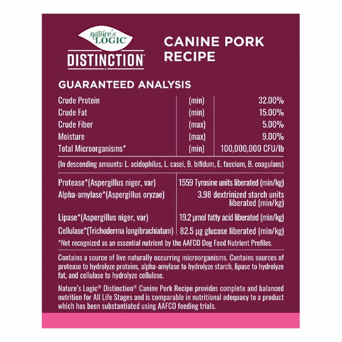 Nature's Logic Dog Distinction Dry Pork 4.4-lb