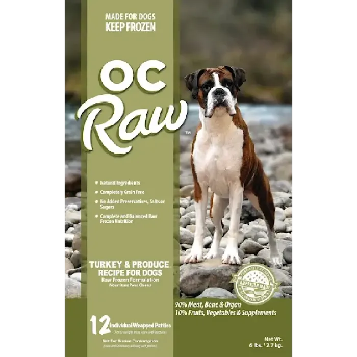 Oc Raw Dog Frozen Turkey & Produce Patties 6 Lbs
