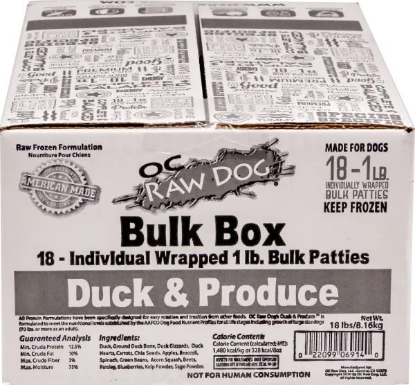 OC Raw Dog Frzn Duck & Produce 18#