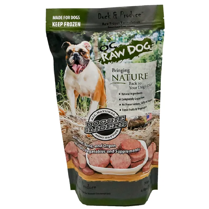 Oc Raw Dog Frozen Duck & Produce Sliders 4 Lb