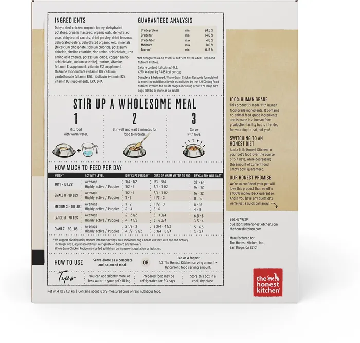 Whole Grain Chkn Recipe Dehydrated Dog Food 4-lb