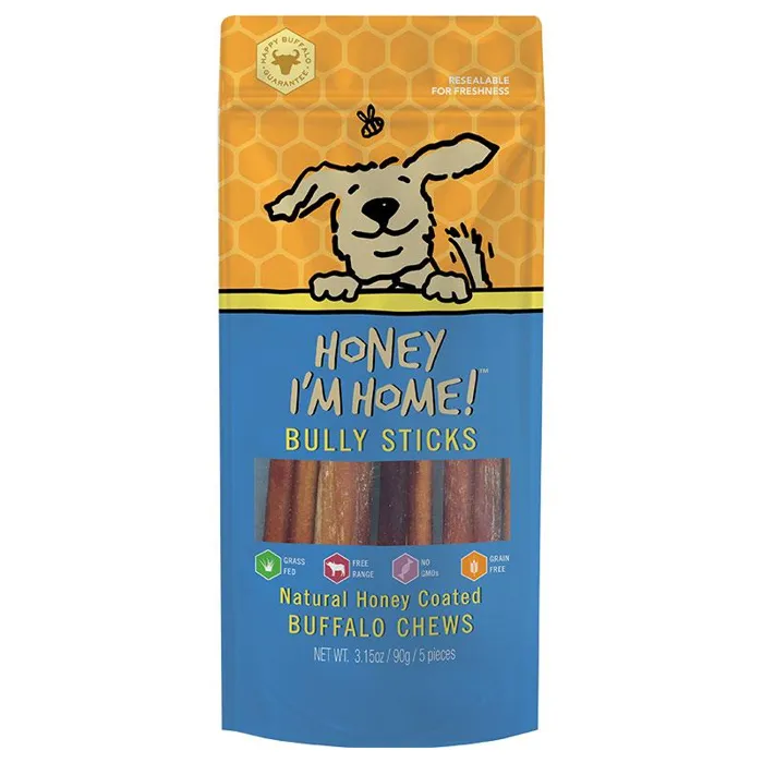 Honey Im Home Dog Treat Gf Buffalo Bully Stick 6"