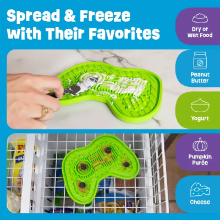 Brightkins Gamer Lick Mat green spread and freeze use