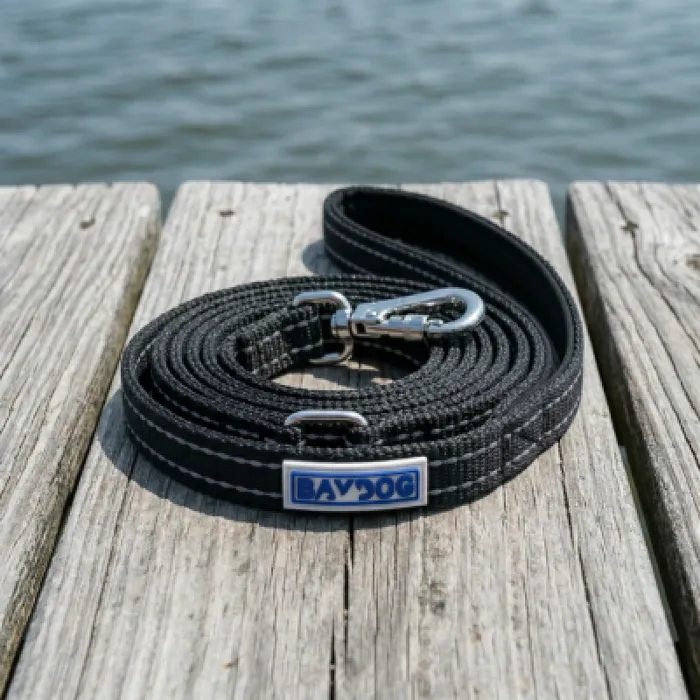 BayDog Pensacola 6-foot black leash docked view