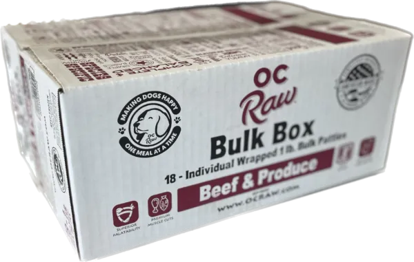 OC Raw Dog Frzn Beef & Produce Bulk Box 18#