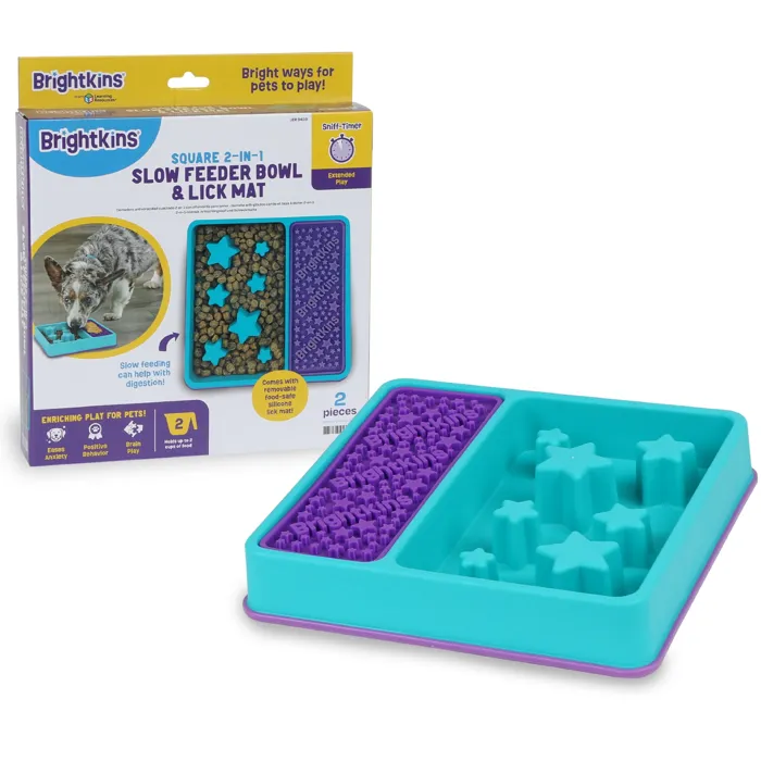 Brightkins Square Slow Feeder Bowl Lick Mat front view