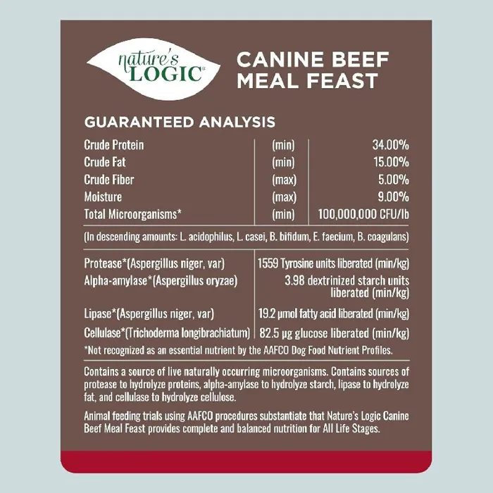 Nature's Logic Dry Kibble Dog Food, Beef 25-lb