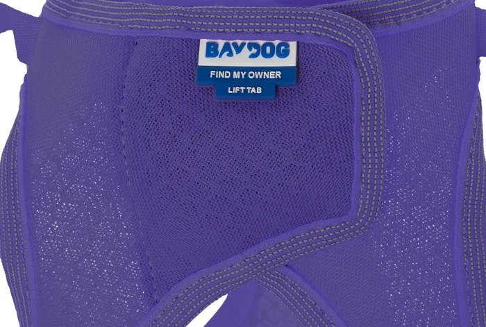 Bay Dog Liberty Bay Harness violet label close-up