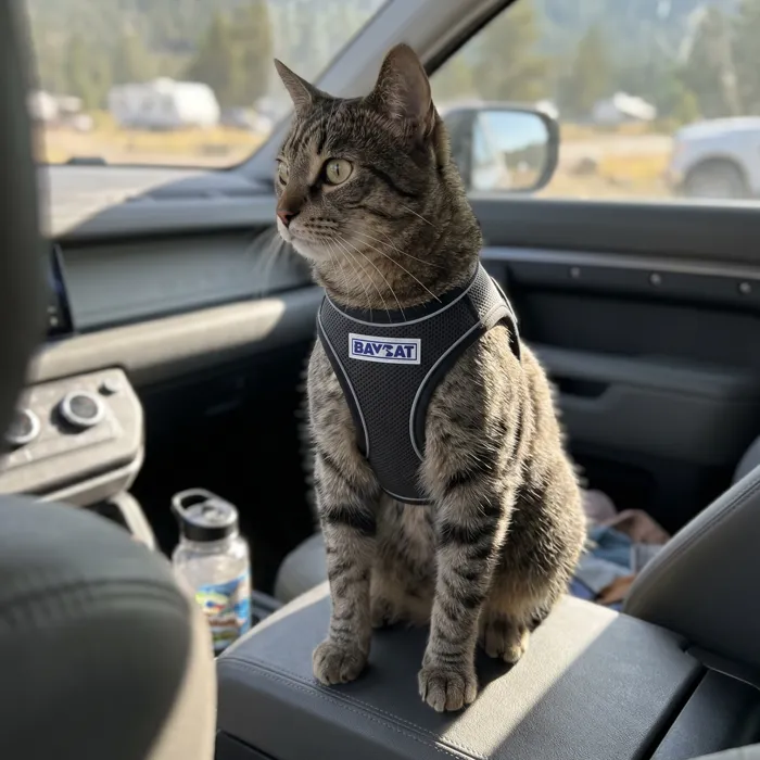 Baycat Harness + Leash Covert Black lifestyle view