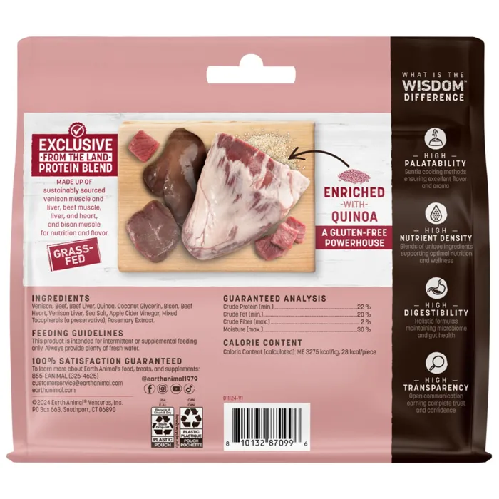 Earth Animal Dog Jerky Wisdom Air Dried From The Land 4-oz