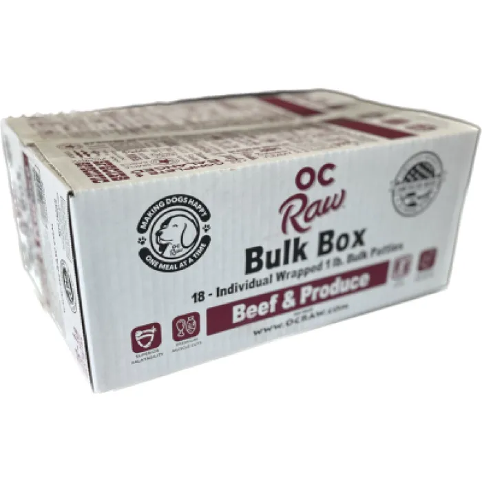 OC Raw Dog Frzn Beef & Produce Bulk Frzn 18#