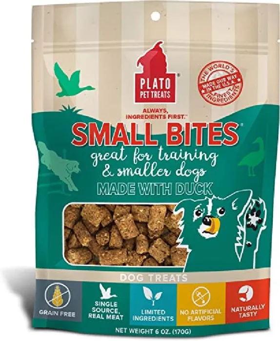 Plato Pet Treats Small Bites Duck 6-oz