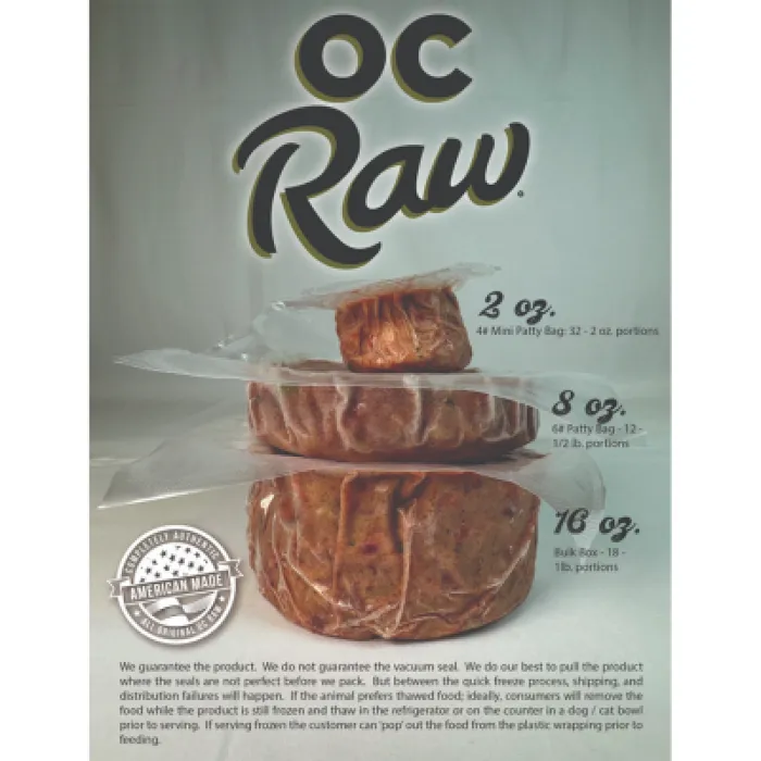 OC Raw Dog Frzn Beef & Produce Bulk Frzn 18#
