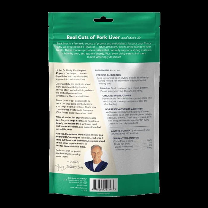 Dr Marty Treats Red's Reward Pork Lvr 4-oz